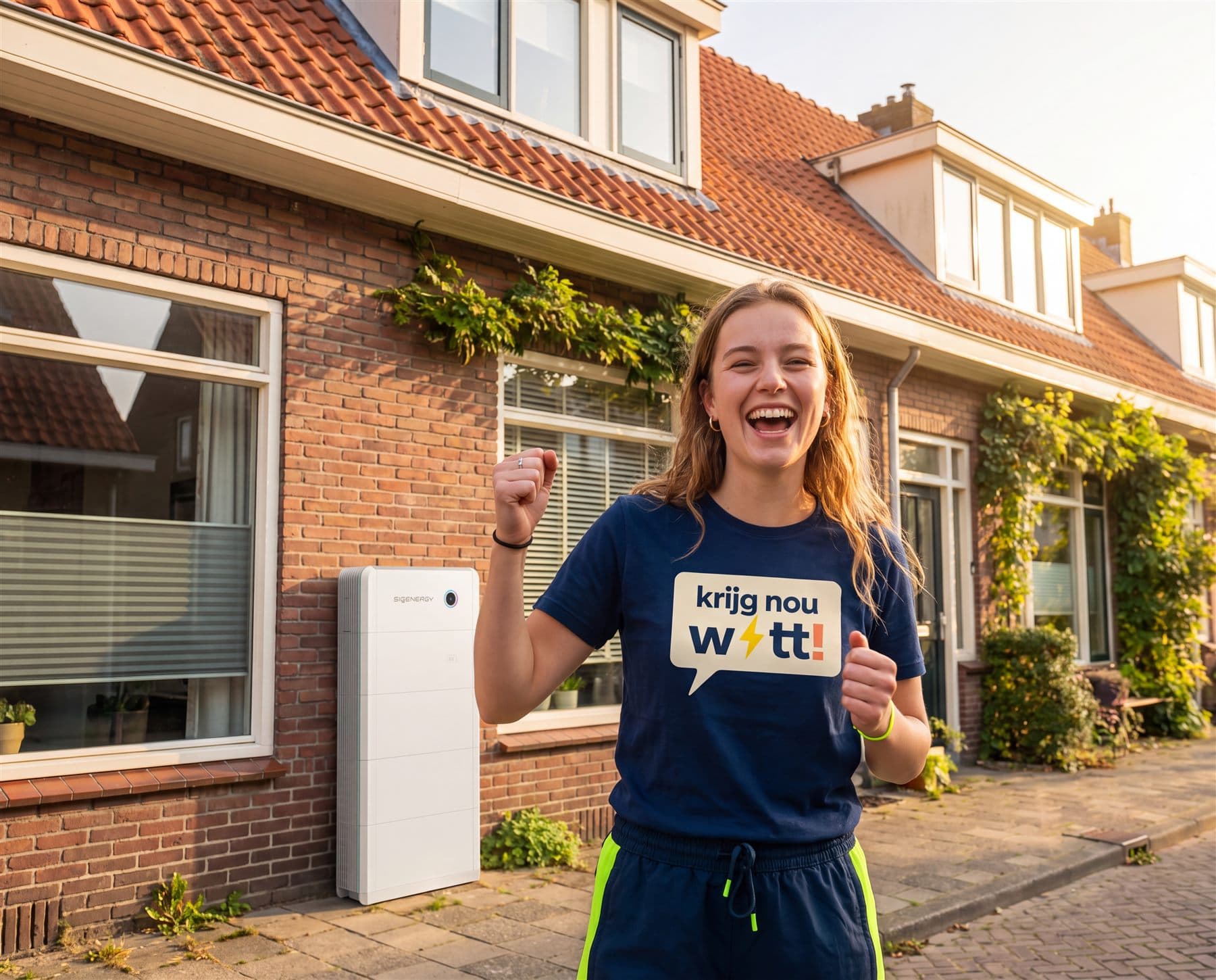 Illustratie van een student die juicht na een verkoop